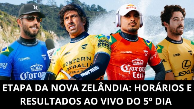 WSL: resultados AO VIVO e horários das baterias do 5º dia da etapa da Nova Zelândia