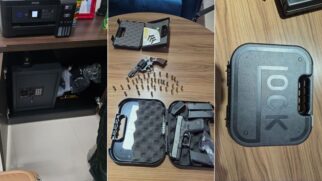 Armas encontradas em posse do sindicalista Fuzil, de Santos