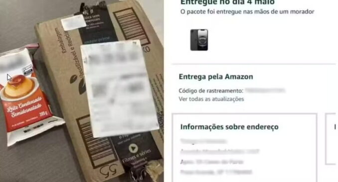 Um dos presente mais esperados era um iPhone 16e comprado à vista pelo marido no site da Amazon, que foi trocado por uma simples caixa de leite condensado.