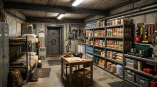 A imagem mostra um bunker preparado para o apocalipse