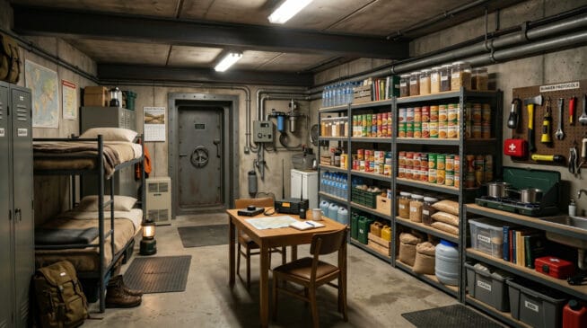 A imagem mostra um bunker preparado para o apocalipse