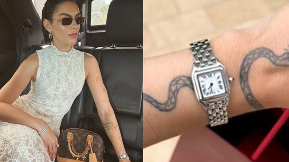 Reprodução de imagens da influenciadora Amanda Cardoso com relógio furtado em Viracopos