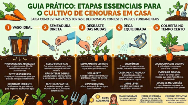 Guia de como plantar cenouras em vaso