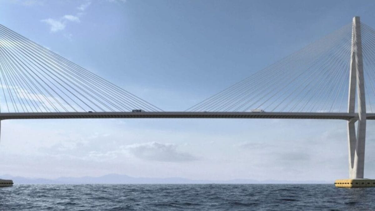 Projeto da megaponte sobre o mar da Bahia