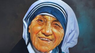 Retrato em óleo de Madre Teresa de Calcutá
