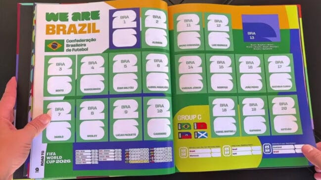 Página do Brasil no álbum da Copa do Mundo 2026