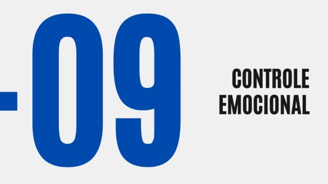 Card com fundo cinza claro exibindo o número indicador "-09" em azul escuro gigante e o texto em preto "Controle Emocional".