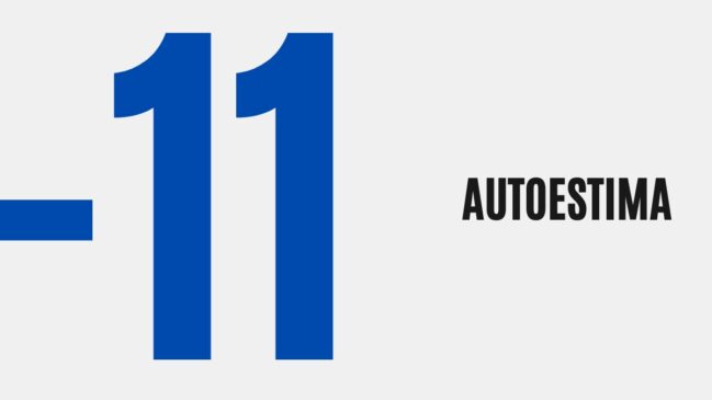 Card com o número grande "-11" em azul escuro posicionado à esquerda do texto em preto "Autoestima".