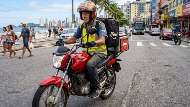 É comum ver aposentados fazendo "bico" como entregadores