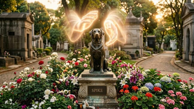 A estátua de Spike eterniza a história de um ser de alma pura e amor incondicional pela vida, mesmo estando rodeado de mortos