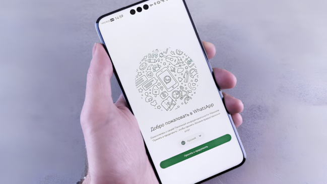 Celular mostrando a tela do WhatsApp