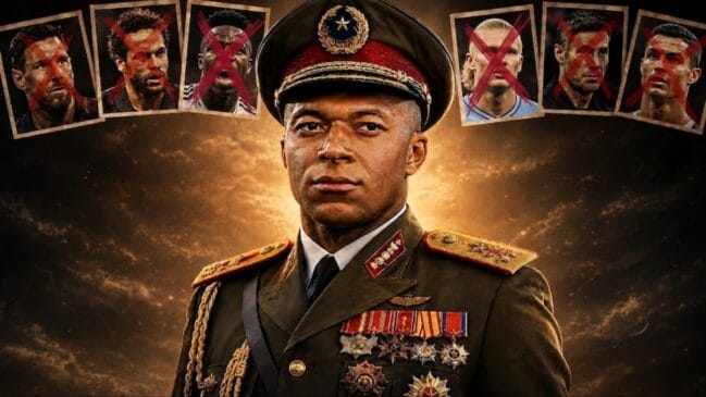 Mbappé com roupa de ditador
