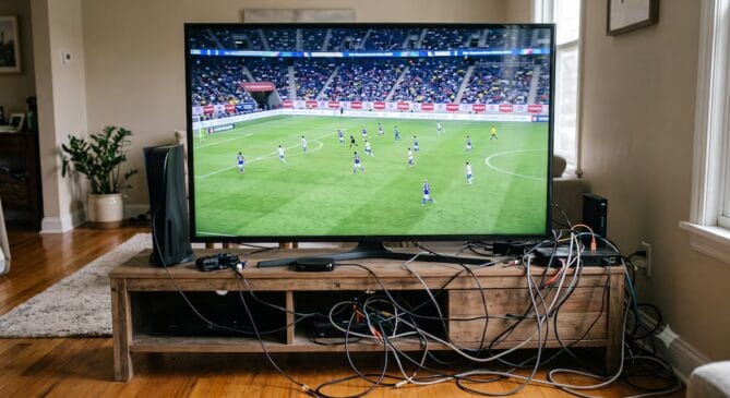 Manter os cabos fora da vista transmite sensação de calma, modernidade e segurança no ambiente. /Imagem feita por IA