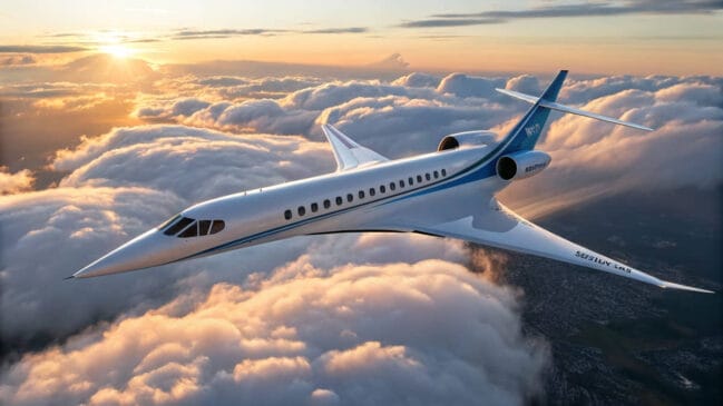 Imagem conceitual de como será o jato comercial Overture, herdeiro do Concorde