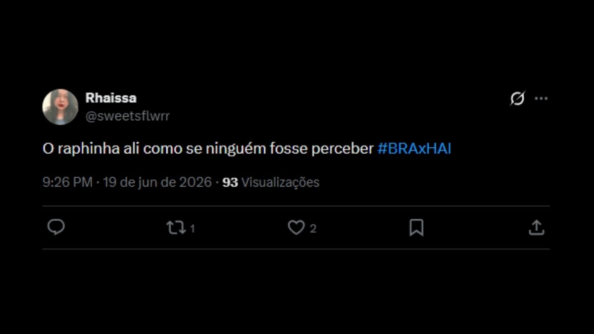 Comentário de usuário de rede social sobre o jogo entre Brasil e Haiti