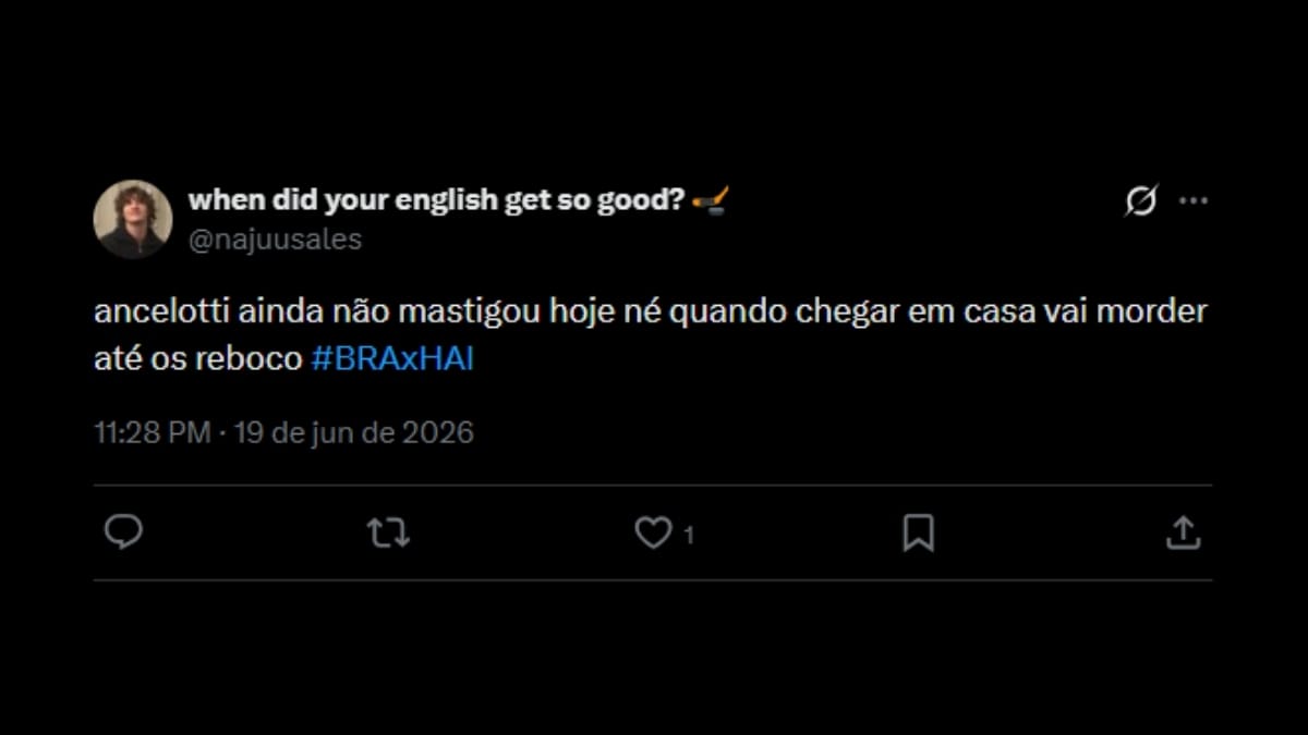Comentário de usuário de rede social sobre o jogo entre Brasil e Haiti