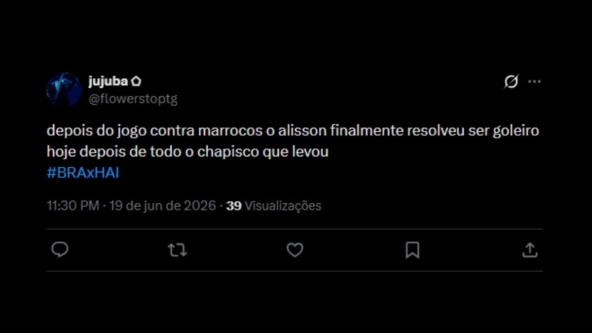 Comentário de usuário de rede social sobre o jogo entre Brasil e Haiti