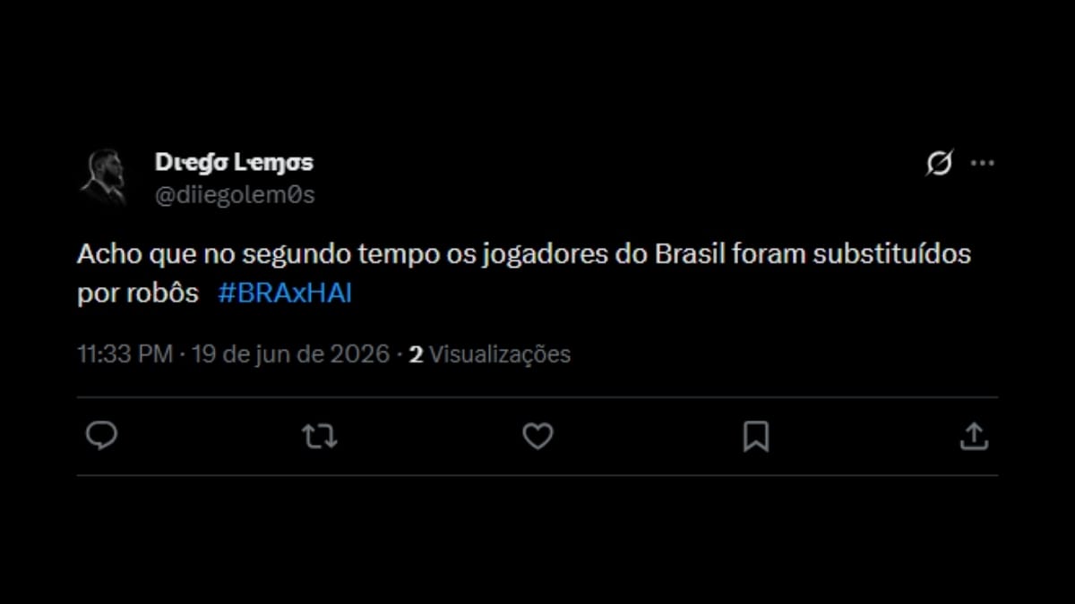 Comentário de usuário de rede social sobre o jogo entre Brasil e Haiti