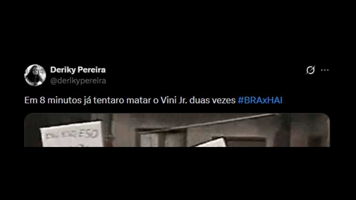 Comentário de usuário de rede social sobre o jogo entre Brasil e Haiti