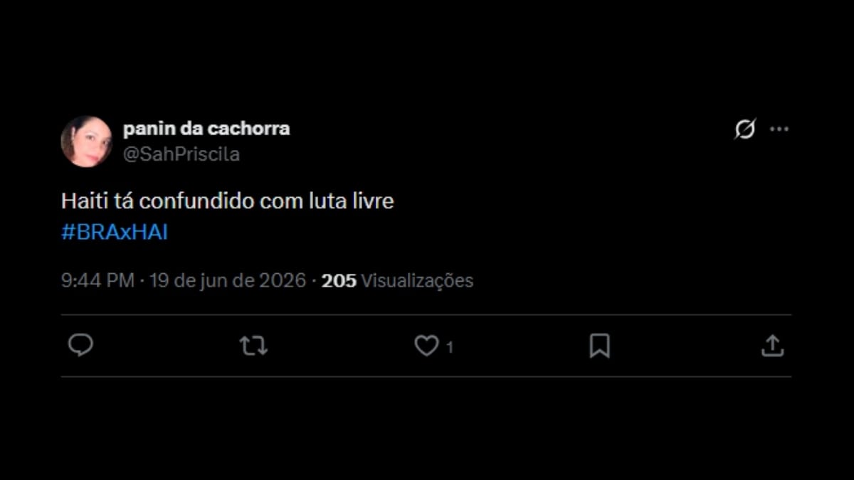 Comentário de usuário de rede social sobre o jogo entre Brasil e Haiti