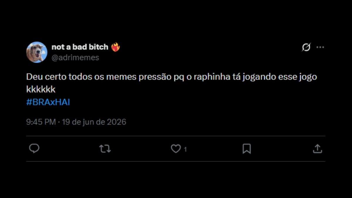 Comentário de usuário de rede social sobre o jogo entre Brasil e Haiti