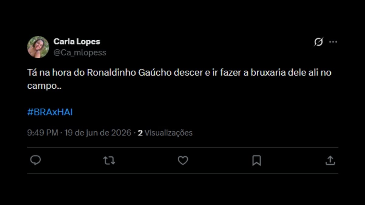 Comentário de usuário de rede social sobre o jogo entre Brasil e Haiti