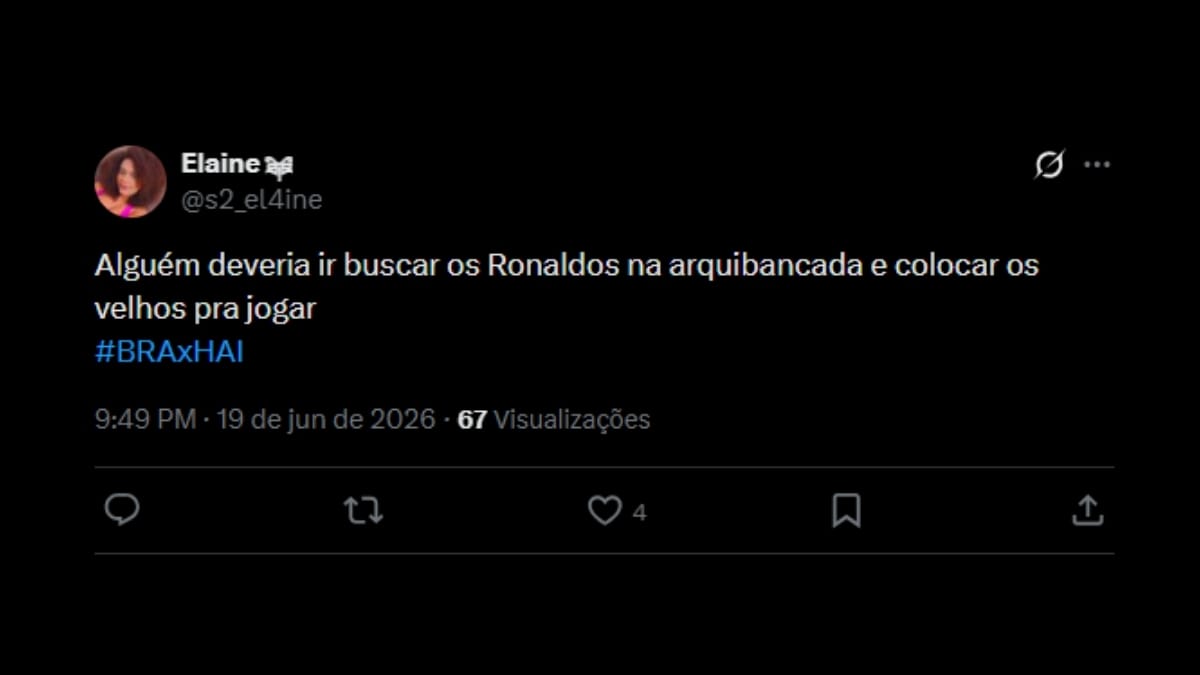 Comentário de usuário de rede social sobre o jogo entre Brasil e Haiti