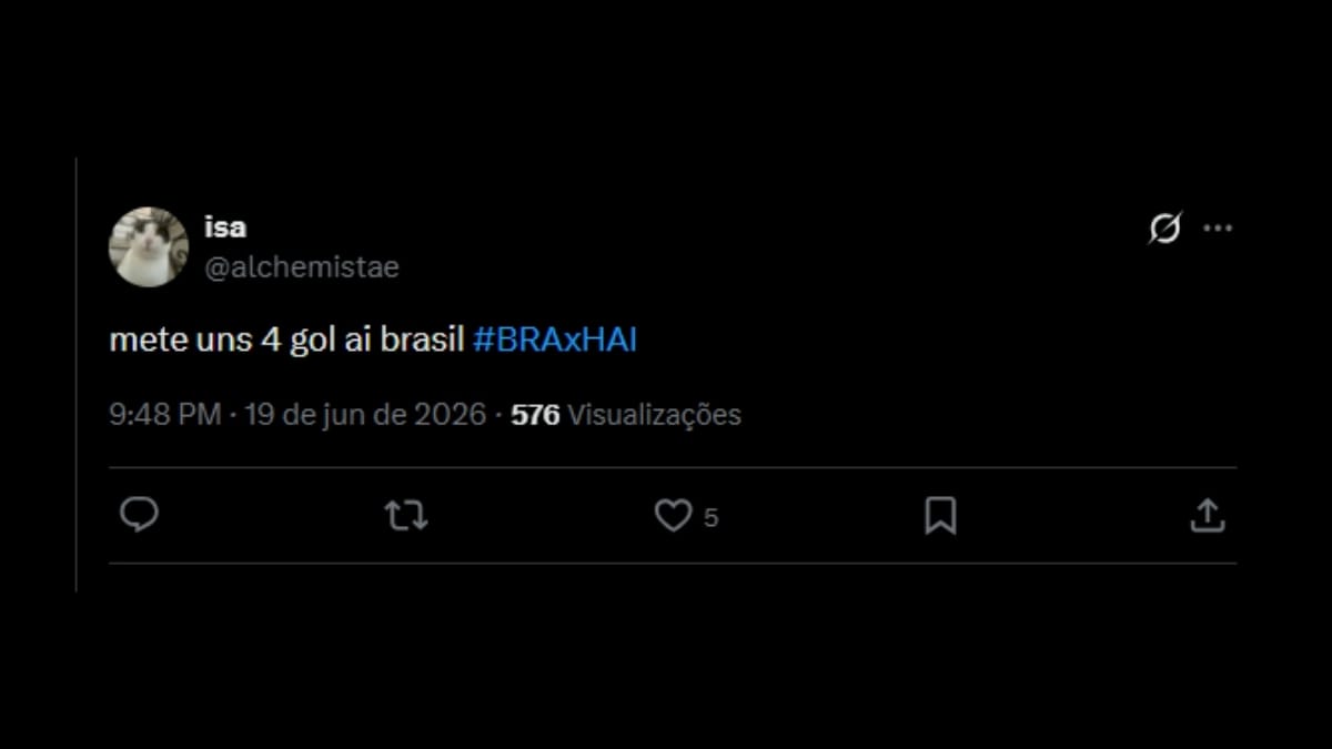 Comentário de usuário de rede social sobre o jogo entre Brasil e Haiti