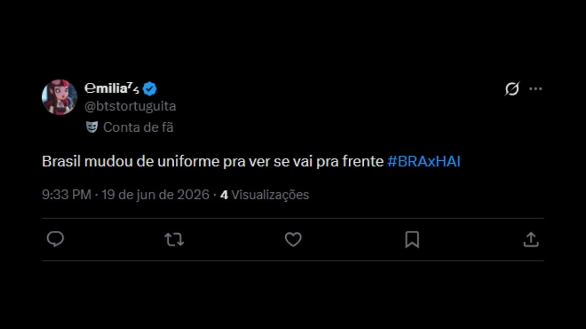 Comentário de usuário de rede social sobre o jogo entre Brasil e Haiti