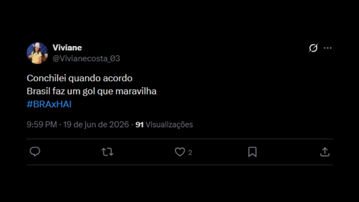 Comentário de usuário de rede social sobre o jogo entre Brasil e Haiti