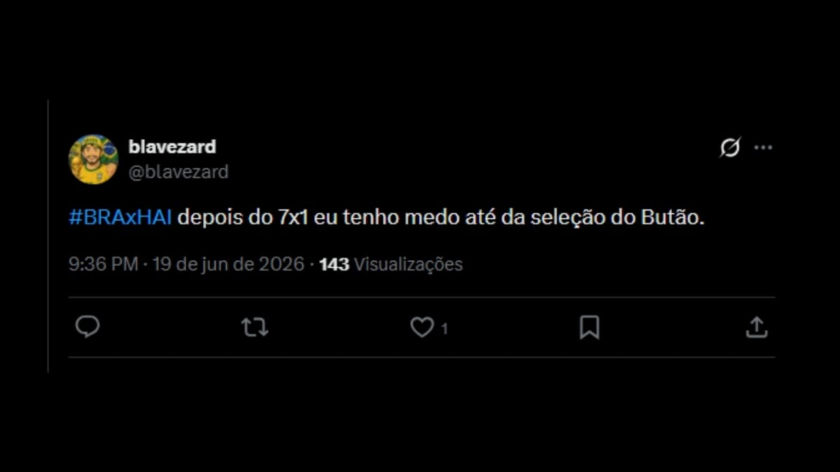 Comentário de usuário de rede social sobre o jogo entre Brasil e Haiti