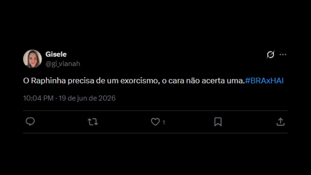 Comentário de usuário de rede social sobre o jogo entre Brasil e Haiti