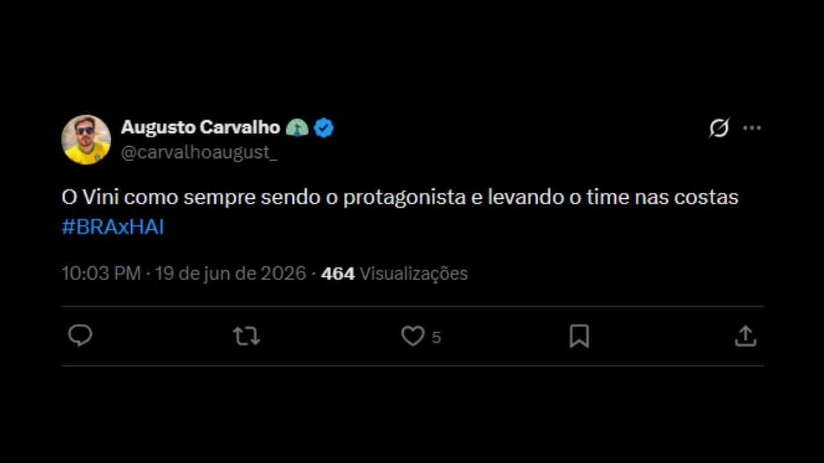 Comentário de usuário de rede social sobre o jogo entre Brasil e Haiti