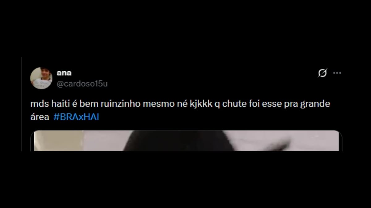 Comentário de usuário de rede social sobre o jogo entre Brasil e Haiti