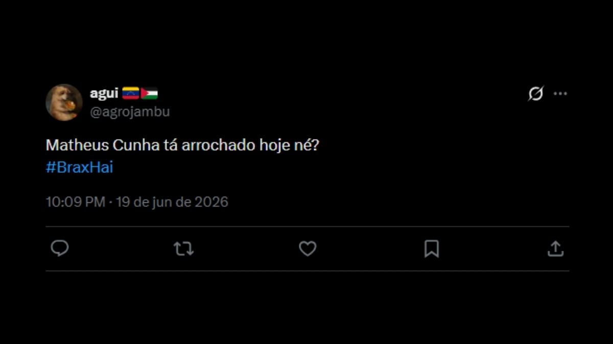Comentário de usuário de rede social sobre o jogo entre Brasil e Haiti