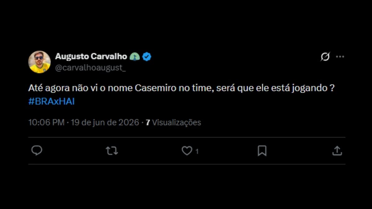 Comentário de usuário de rede social sobre o jogo entre Brasil e Haiti