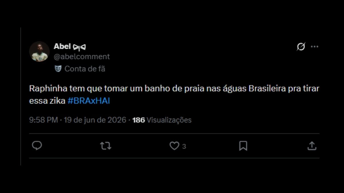 Comentário de usuário de rede social sobre o jogo entre Brasil e Haiti