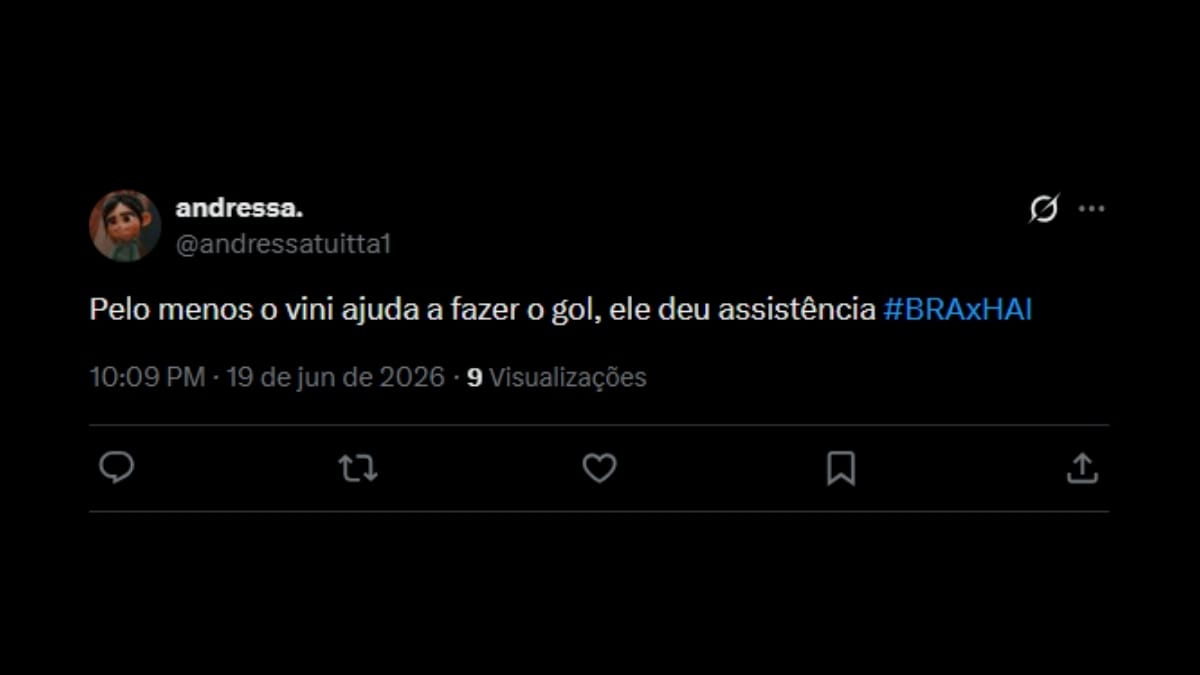 Comentário de usuário de rede social sobre o jogo entre Brasil e Haiti
