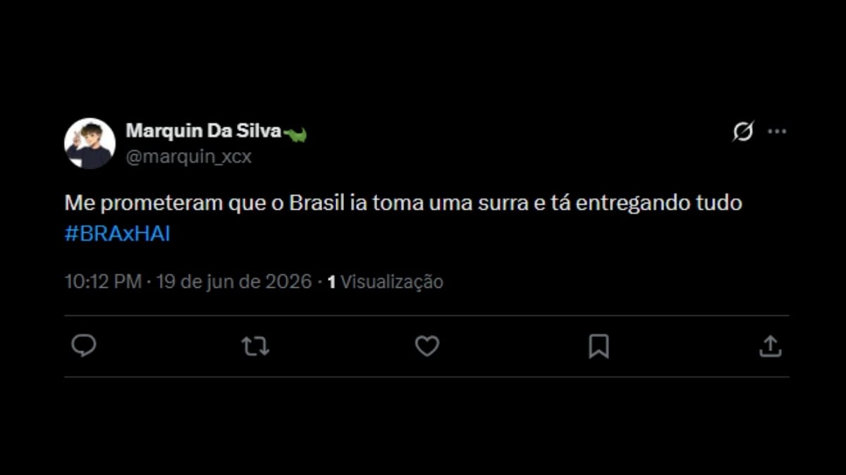 Comentário de usuário de rede social sobre o jogo entre Brasil e Haiti