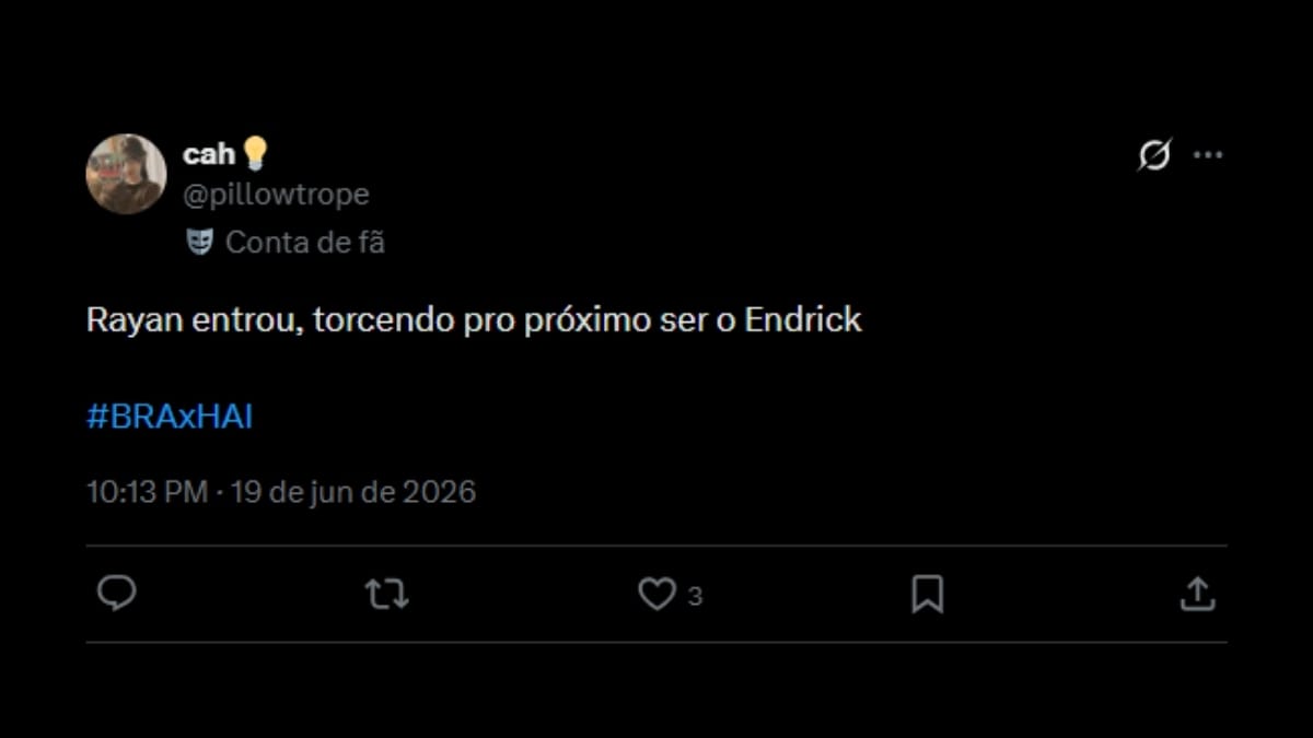 Comentário de usuário de rede social sobre o jogo entre Brasil e Haiti