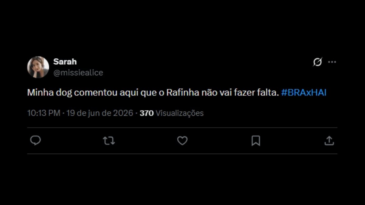 Comentário de usuário de rede social sobre o jogo entre Brasil e Haiti