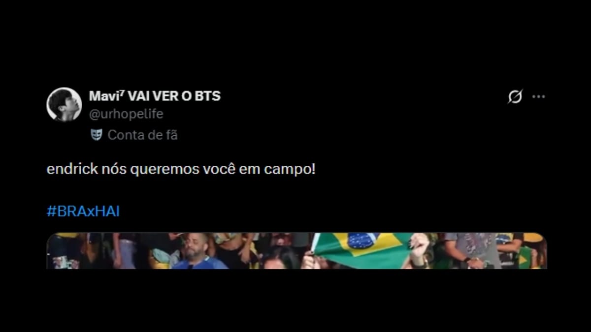 Comentário de usuário de rede social sobre o jogo entre Brasil e Haiti