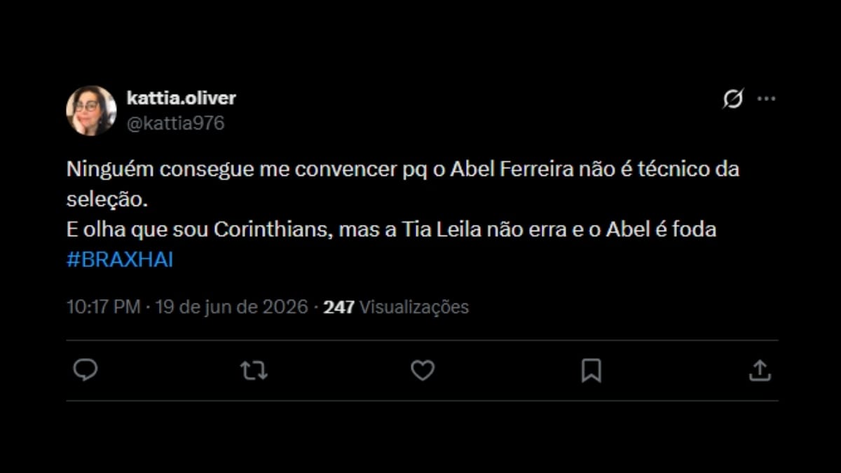 Comentário de usuário de rede social sobre o jogo entre Brasil e Haiti