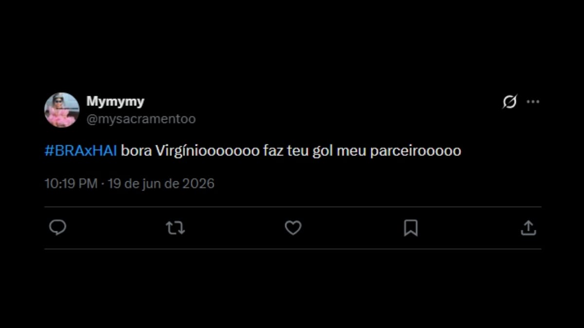 Comentário de usuário de rede social sobre o jogo entre Brasil e Haiti