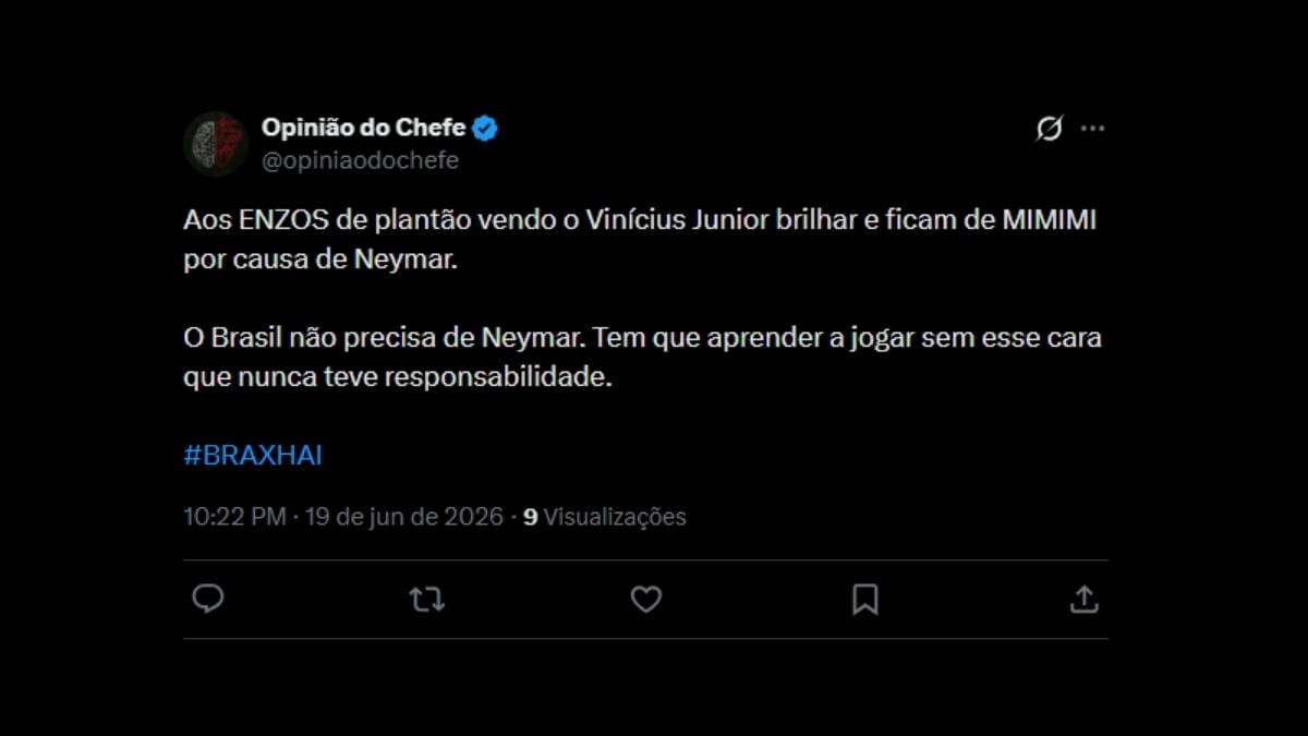 Comentário de usuário de rede social sobre o jogo entre Brasil e Haiti