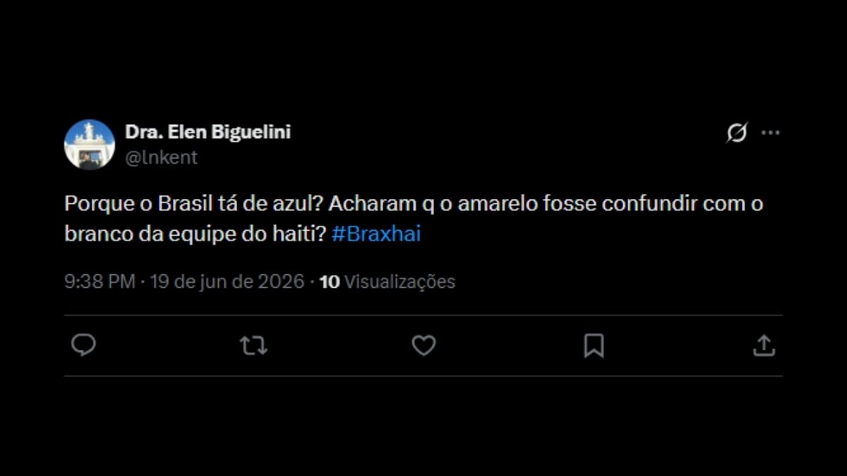 Comentário de usuário de rede social sobre o jogo entre Brasil e Haiti