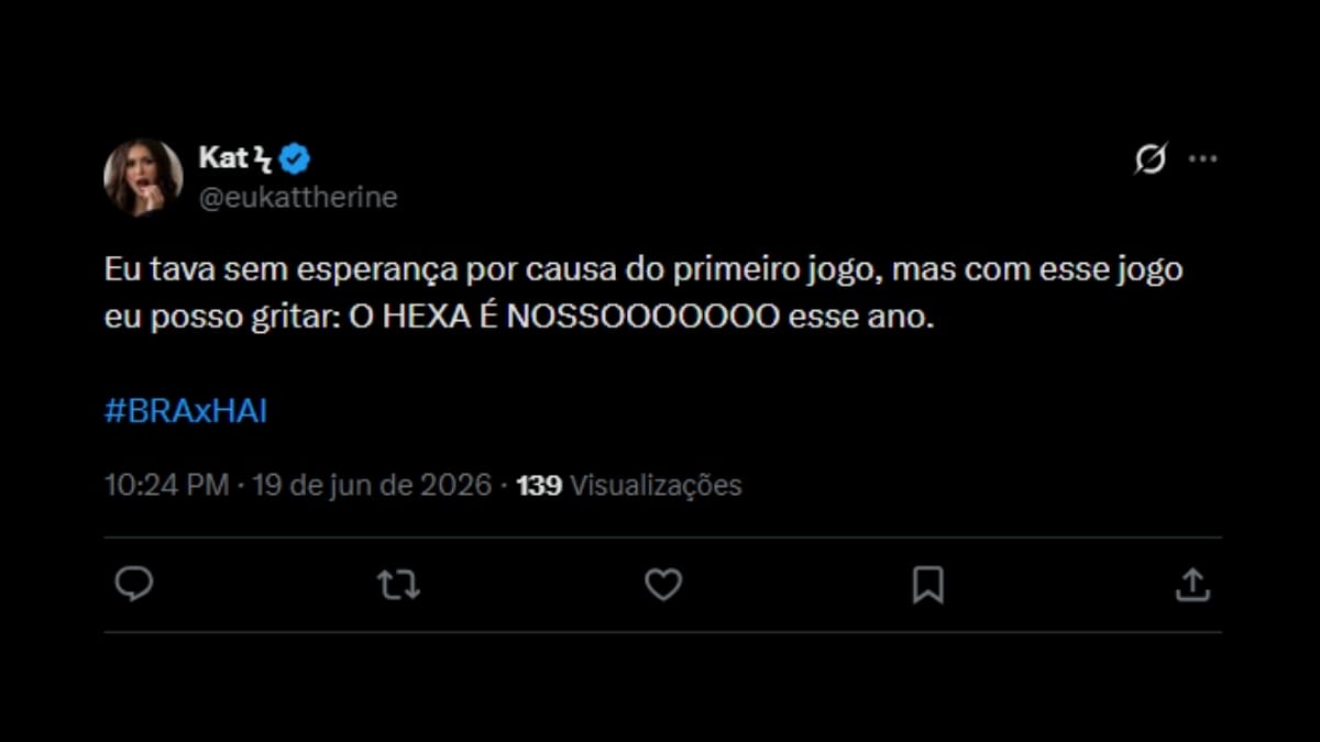 Comentário de usuário de rede social sobre o jogo entre Brasil e Haiti