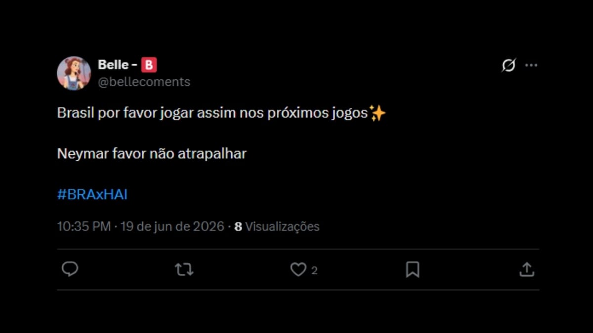 Comentário de usuário de rede social sobre o jogo entre Brasil e Haiti