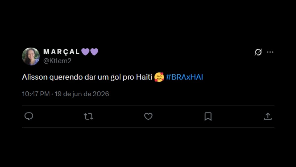 Comentário de usuário de rede social sobre o jogo entre Brasil e Haiti