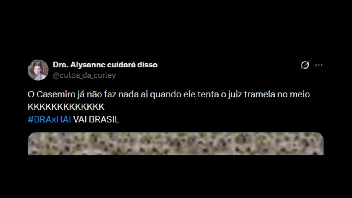Comentário de usuário de rede social sobre o jogo entre Brasil e Haiti